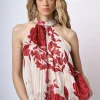 Top in georgette a stampa floreale