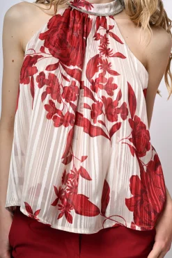 Top in georgette a stampa floreale