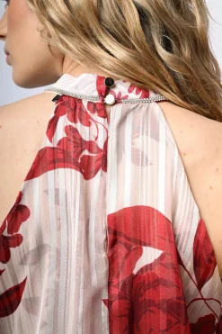 Top in georgette a stampa floreale