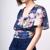 Top in georgette lurex a stampa floreale