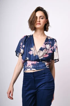 Top in georgette lurex a stampa floreale
