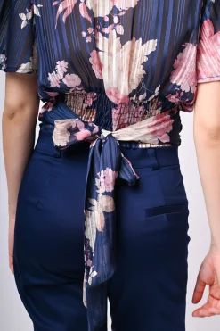 Top in georgette lurex a stampa floreale