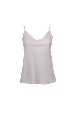 Top in lino e viscosa con pizzo