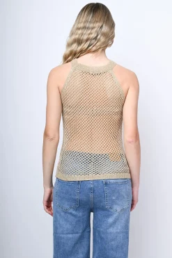 Top in maglia lurex crochet