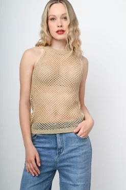 Top in maglia lurex crochet
