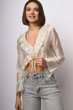 Top in mussola con rouches