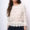 Top in pizzo misto cotone