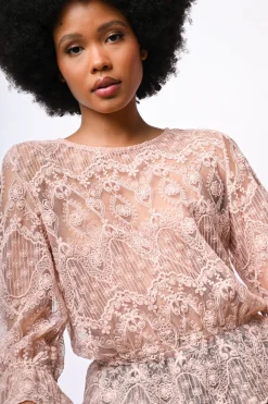 Top in pizzo misto cotone