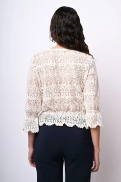 Top in pizzo misto cotone