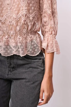 Top in pizzo misto cotone