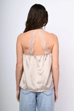 Top in raso e pizzo