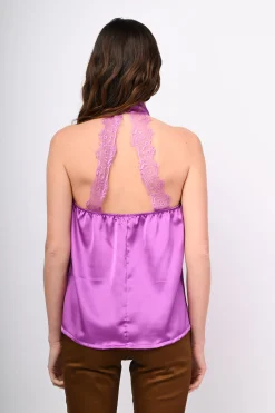 Top in raso e pizzo