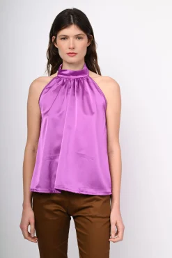 Top in raso e pizzo