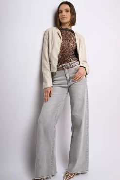 Top in tulle a stampa animalier