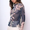 Top in tulle a stampa floreale