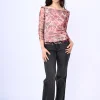 Top in tulle a stampa floreale