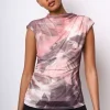 Top in tulle a stampa floreale astratta