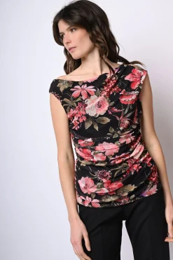 Top in tulle a stampa floreale