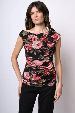 Top in tulle a stampa floreale