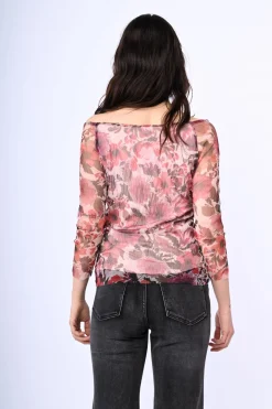 Top in tulle a stampa floreale