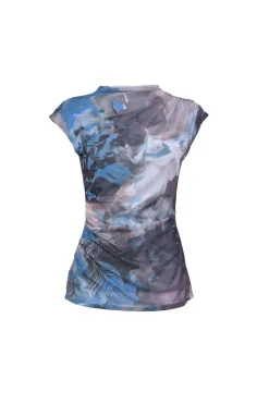Top in tulle a stampa floreale astratta