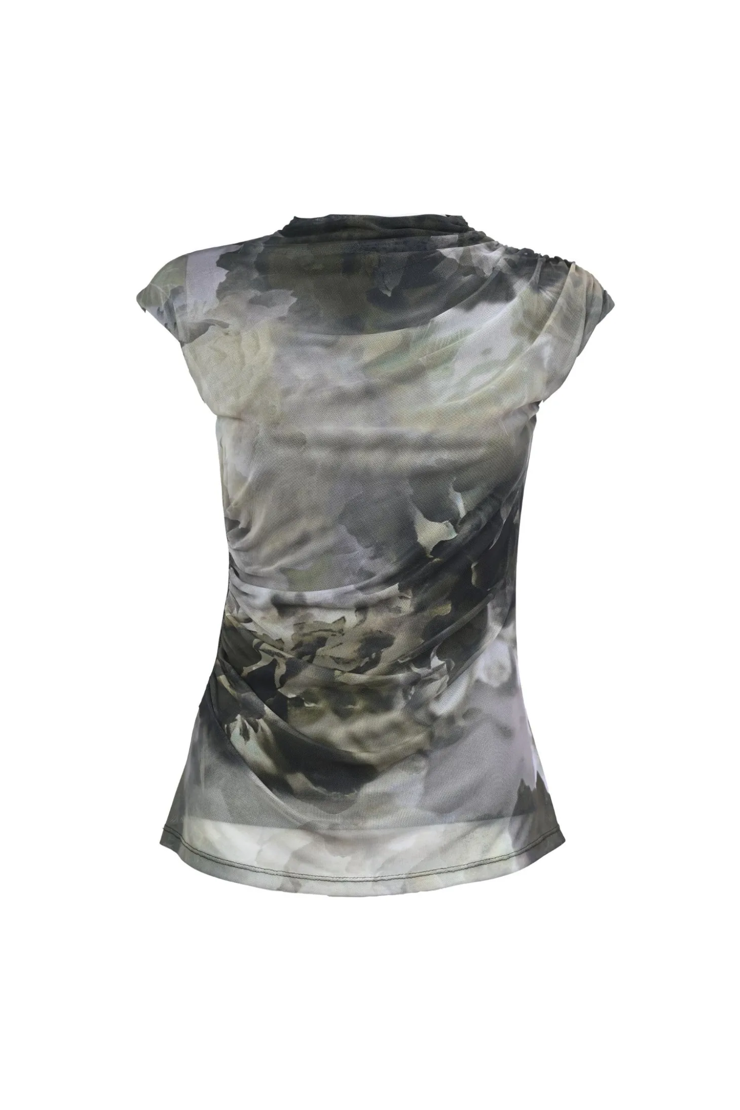 Top in tulle a stampa floreale astratta