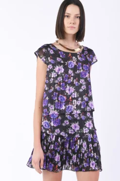 Top manica aletta fantasia flower