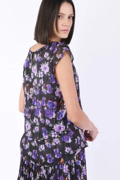 Top manica aletta fantasia flower