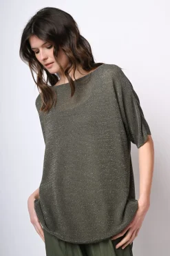 Top oversize in maglia lurex