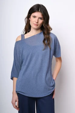 Top oversize in maglia lurex