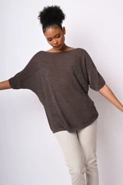 Top oversize in maglia lurex