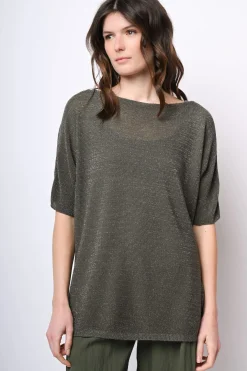 Top oversize in maglia lurex