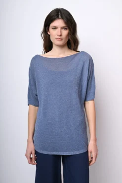 Top oversize in maglia lurex