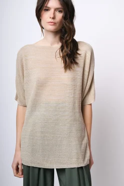 Top oversize in maglia lurex
