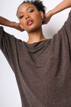 Top oversize in maglia lurex