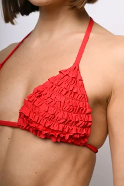 Top per bikini a triangolo con rouches