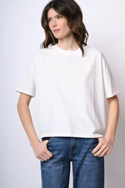 T-shirt in cotone con strass