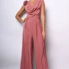 Tuta in raso con rosa 3D
