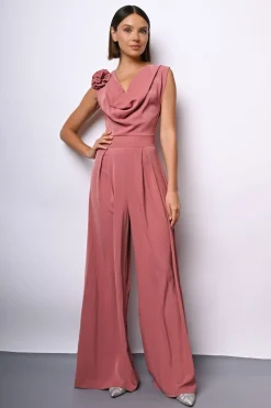 Tuta in raso con rosa 3D